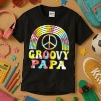 Groovy Papa 70s Aesthetic Nostalgia 1970s Retro Groovy Dad Kids T-Shirt thumb 3