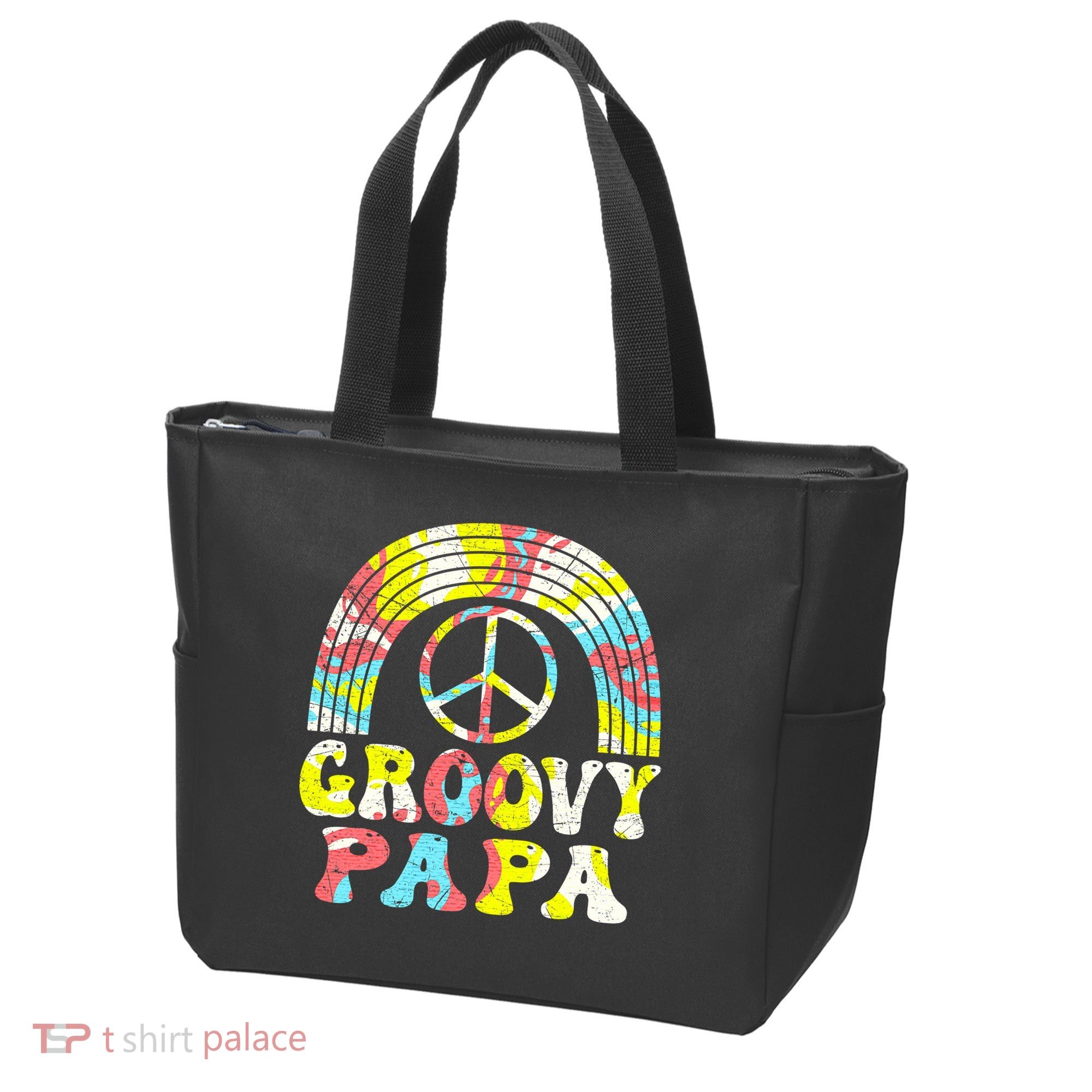 Groovy Papa 70s Aesthetic Nostalgia 1970s Retro Groovy Dad Tote Bag
