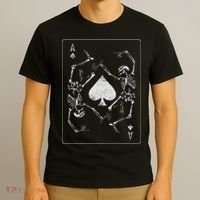 Goth Punk Ace Of Spades Card Shark Gambler Skeleton T-Shirt thumb 3