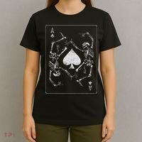 Goth Punk Ace Of Spades Card Shark Gambler Skeleton T-Shirt thumb 4