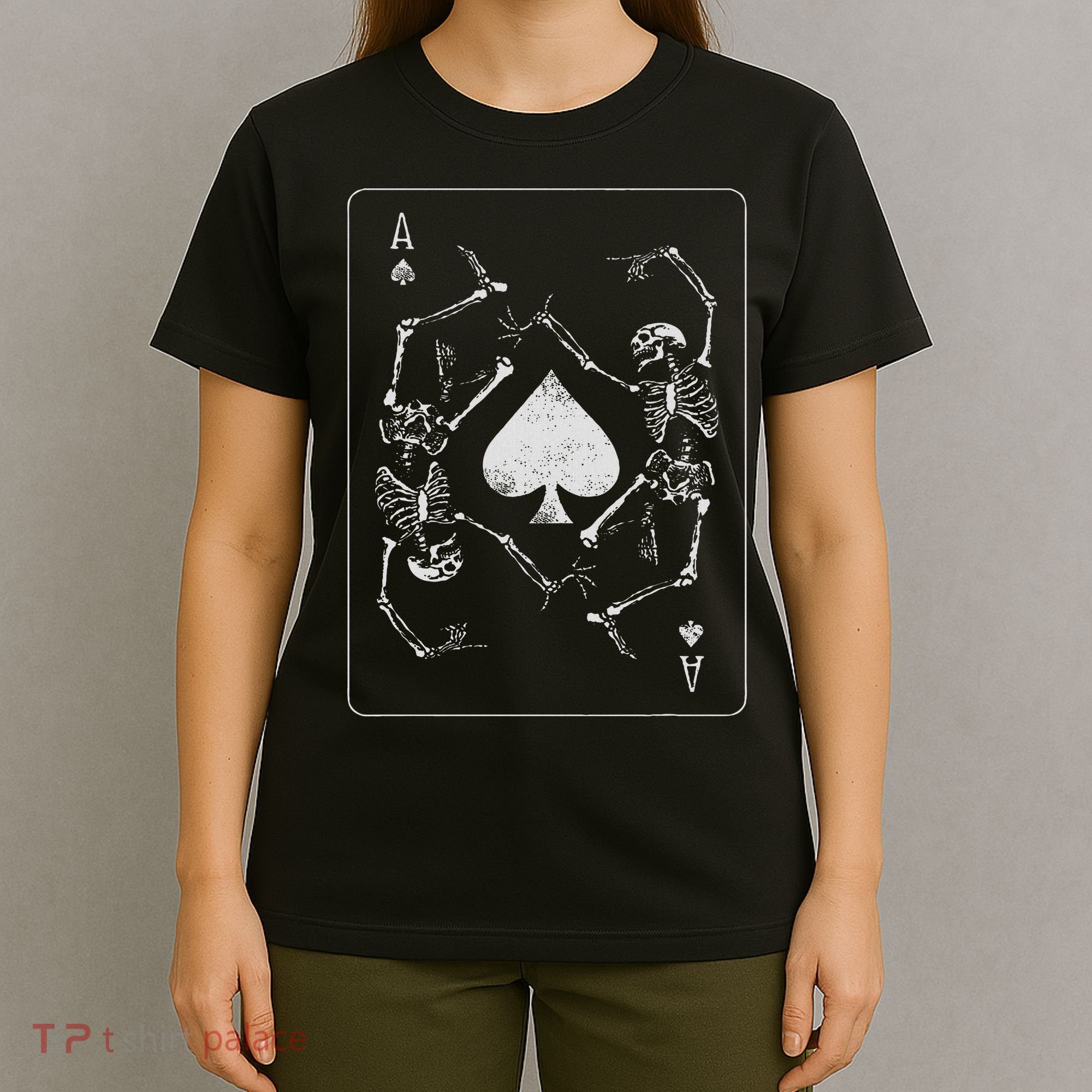 Goth Punk Ace Of Spades Card Shark Gambler Skeleton T-Shirt