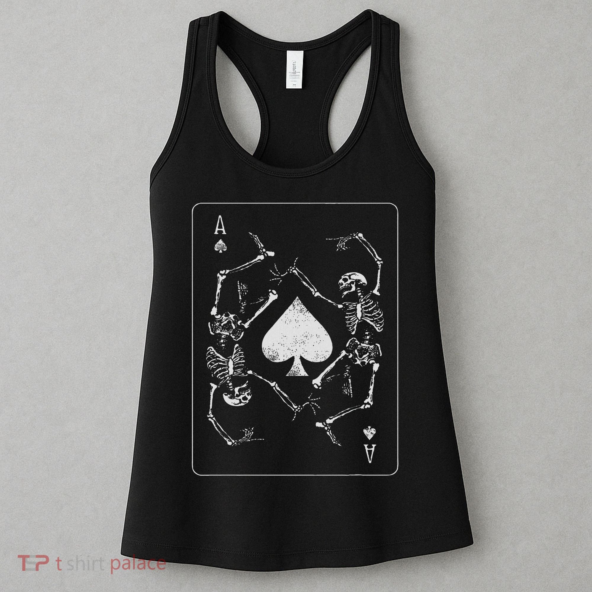 Goth Punk Ace Of Spades Card Shark Gambler Skeleton Women's Tank Top