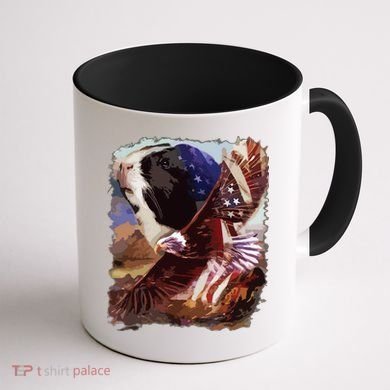 Guinea Pig American Flag 4th July Independence Eagle Coffee Mug back