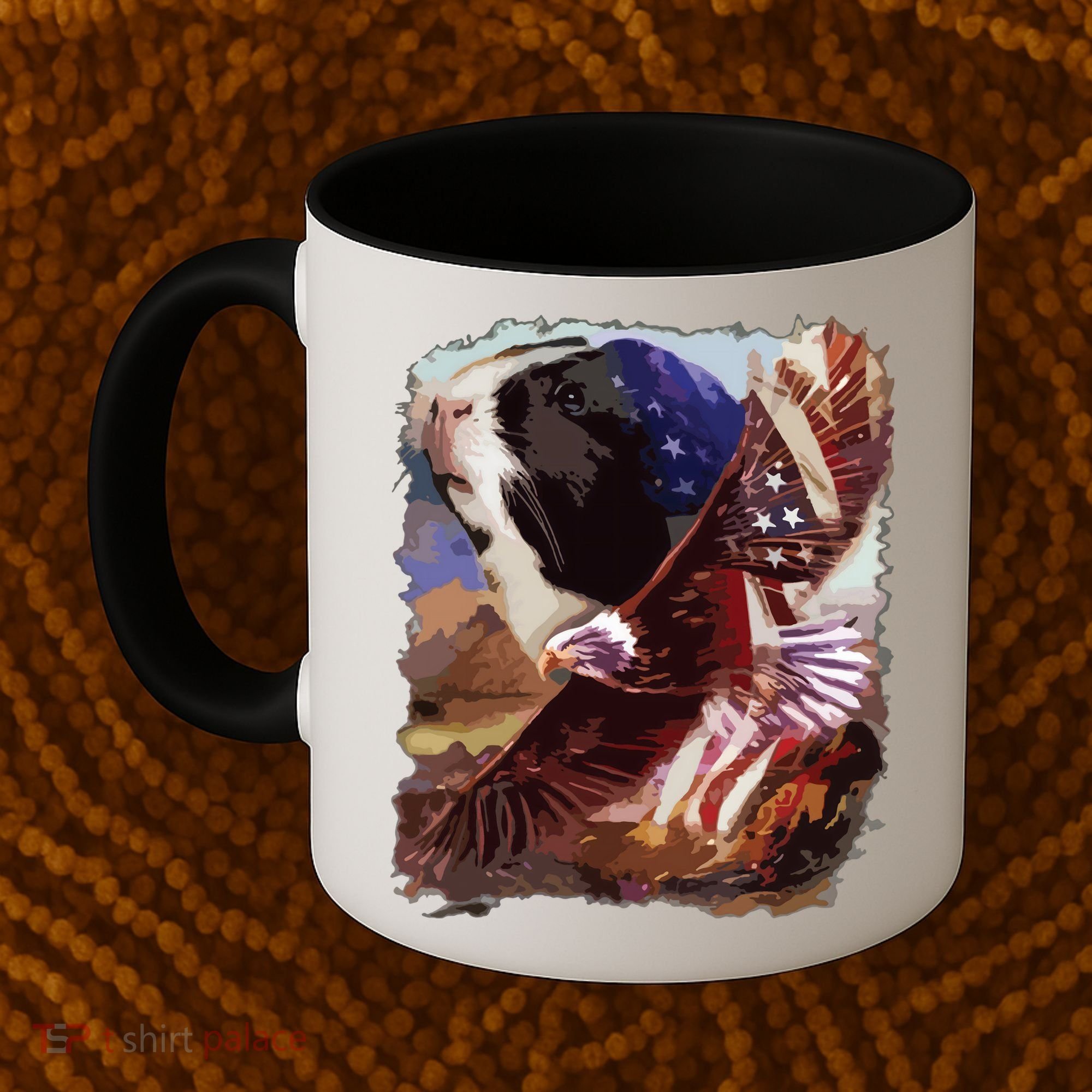 Guinea Pig American Flag 4th July Independence Eagle Coffee Mug