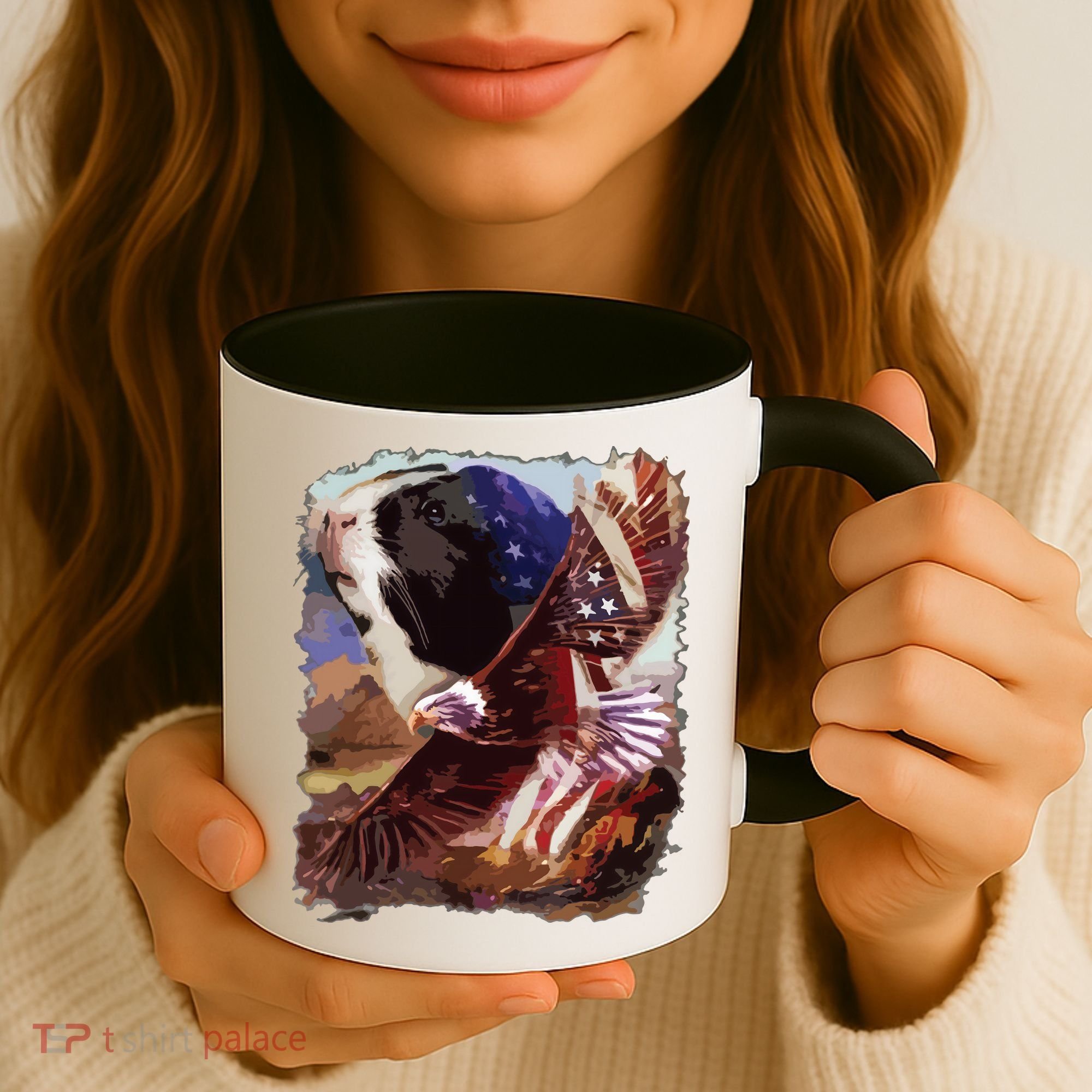 Guinea Pig American Flag 4th July Independence Eagle Coffee Mug