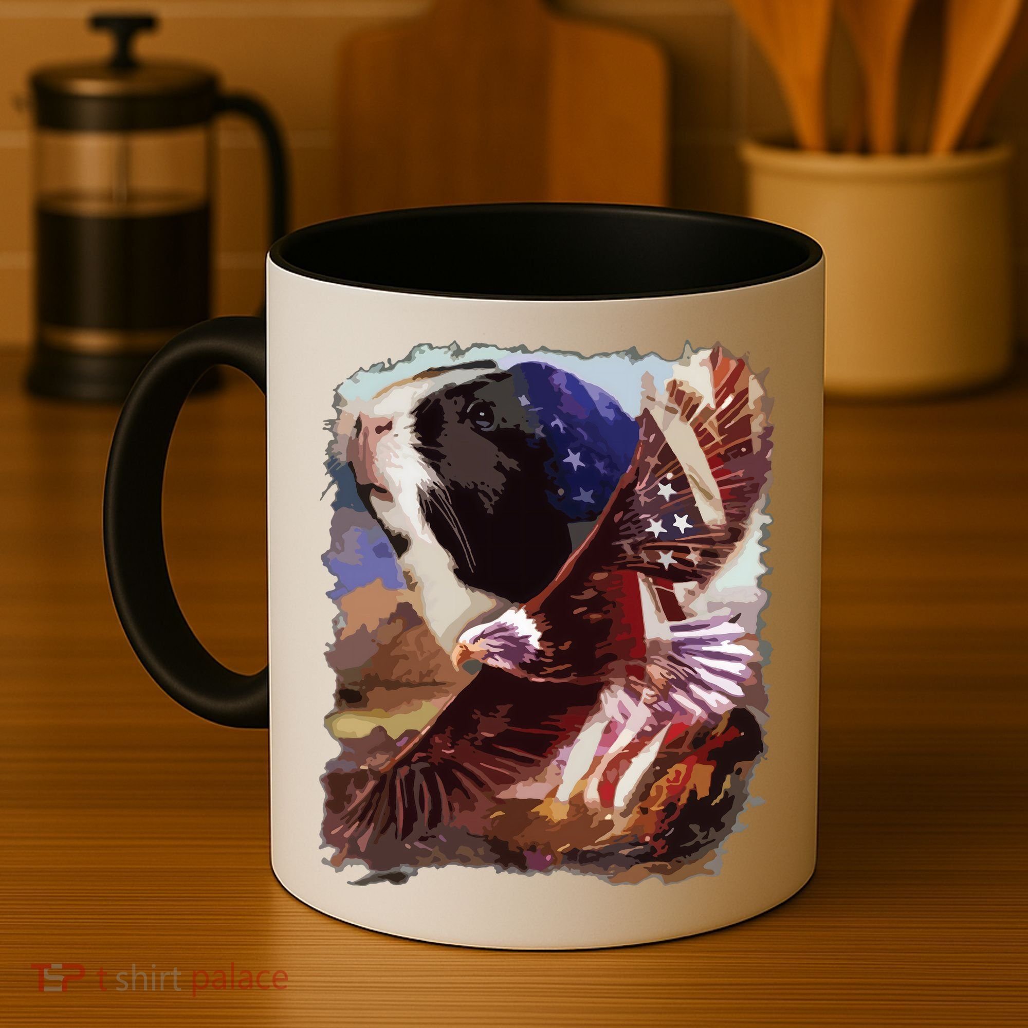 Guinea Pig American Flag 4th July Independence Eagle Coffee Mug