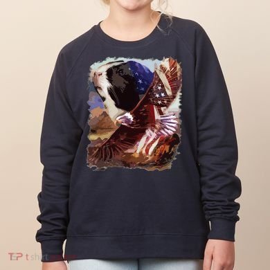 Guinea Pig American Flag 4th July Independence Eagle Women's Sweatshirt