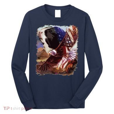 Guinea Pig American Flag 4th July Independence Eagle Long Sleeve Shirt