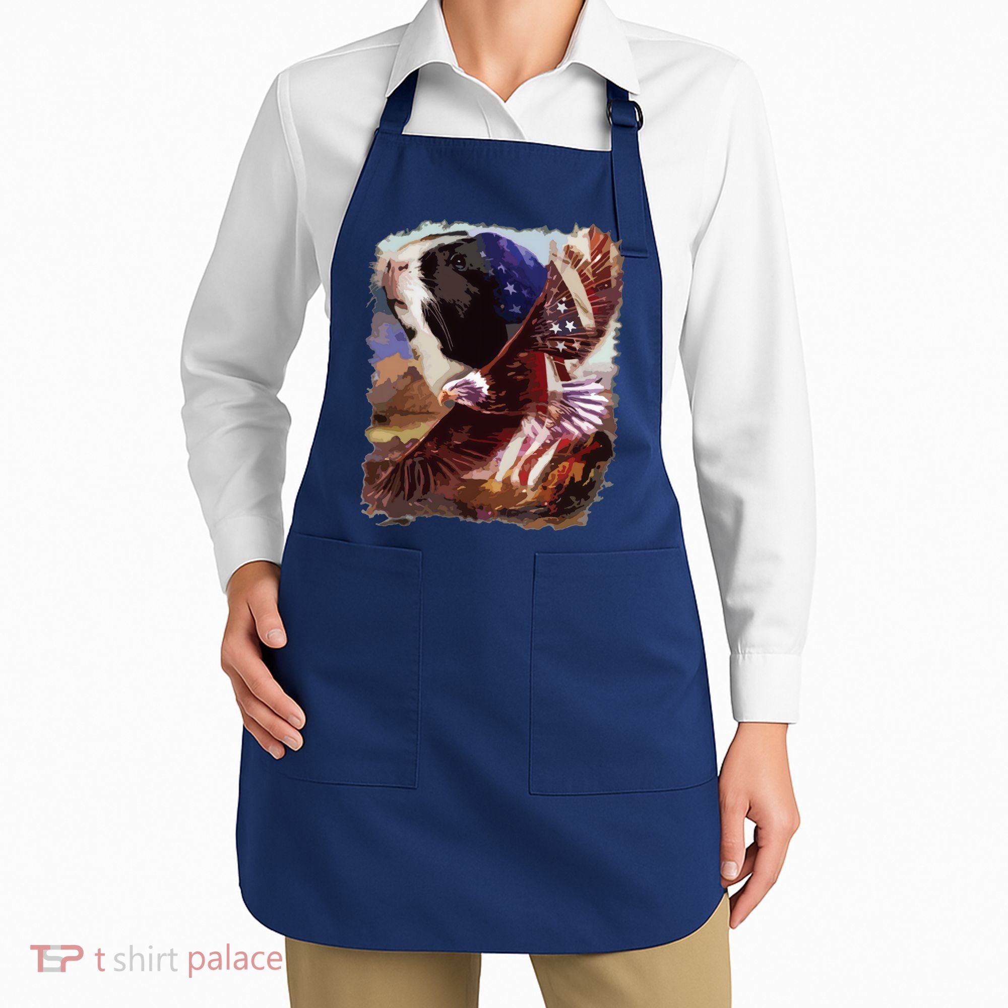 Guinea Pig American Flag 4th July Independence Eagle Apron