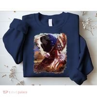 Guinea Pig American Flag 4th July Independence Eagle Sweatshirt thumb 2