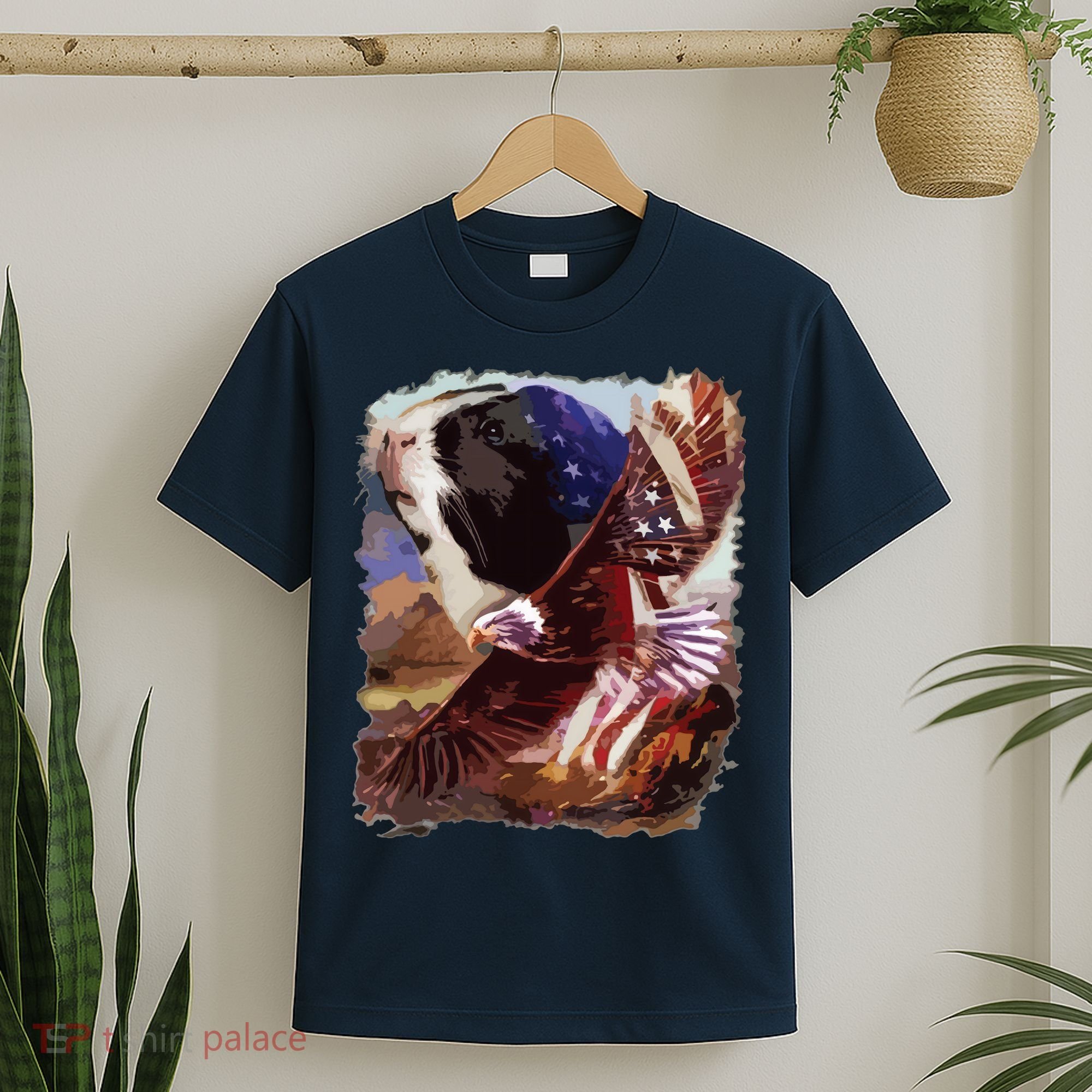 Guinea Pig American Flag 4th July Independence Eagle T-Shirt