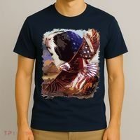 Guinea Pig American Flag 4th July Independence Eagle T-Shirt thumb 3