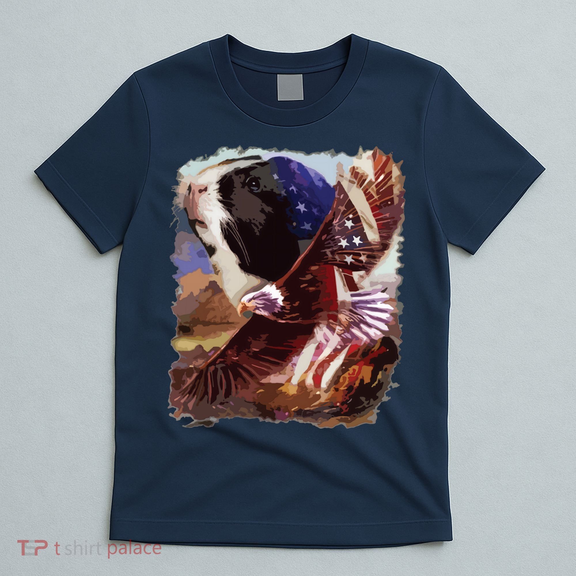 Guinea Pig American Flag 4th July Independence Eagle T-Shirt
