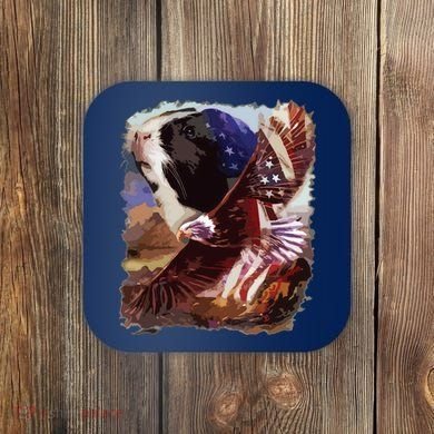 Guinea Pig American Flag 4th July Independence Eagle Coaster