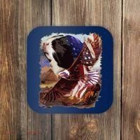 Guinea Pig American Flag 4th July Independence Eagle Coaster thumb 0