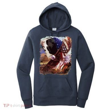 Guinea Pig American Flag 4th July Independence Eagle Women's Hoodie