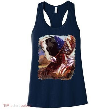 Guinea Pig American Flag 4th July Independence Eagle Women's Tank Top