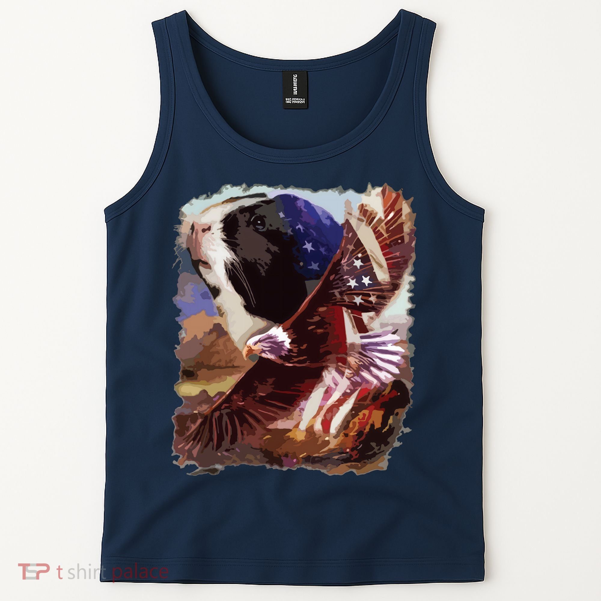 Guinea Pig American Flag 4th July Independence Eagle Tank Top