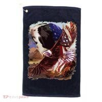 Guinea Pig American Flag 4th July Independence Eagle Golf Towel thumb 0