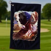 Guinea Pig American Flag 4th July Independence Eagle Golf Towel thumb 1