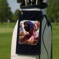 Guinea Pig American Flag 4th July Independence Eagle Golf Towel thumb 2