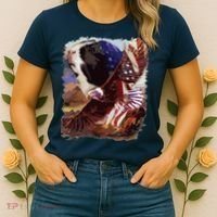 Guinea Pig American Flag 4th July Independence Eagle Women's T-Shirt thumb 2