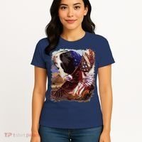 Guinea Pig American Flag 4th July Independence Eagle Women's T-Shirt thumb 4
