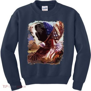 Guinea Pig American Flag 4th July Independence Eagle Kids Sweatshirt
