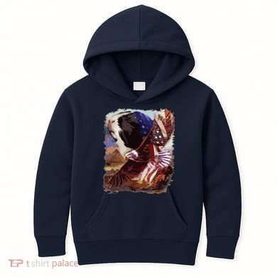 Guinea Pig American Flag 4th July Independence Eagle Kids Hoodie