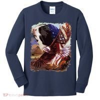 Guinea Pig American Flag 4th July Independence Eagle Kids Long Sleeve Shirt thumb 0