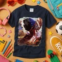 Guinea Pig American Flag 4th July Independence Eagle Kids T-Shirt thumb 3