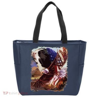 Guinea Pig American Flag 4th July Independence Eagle Tote Bag