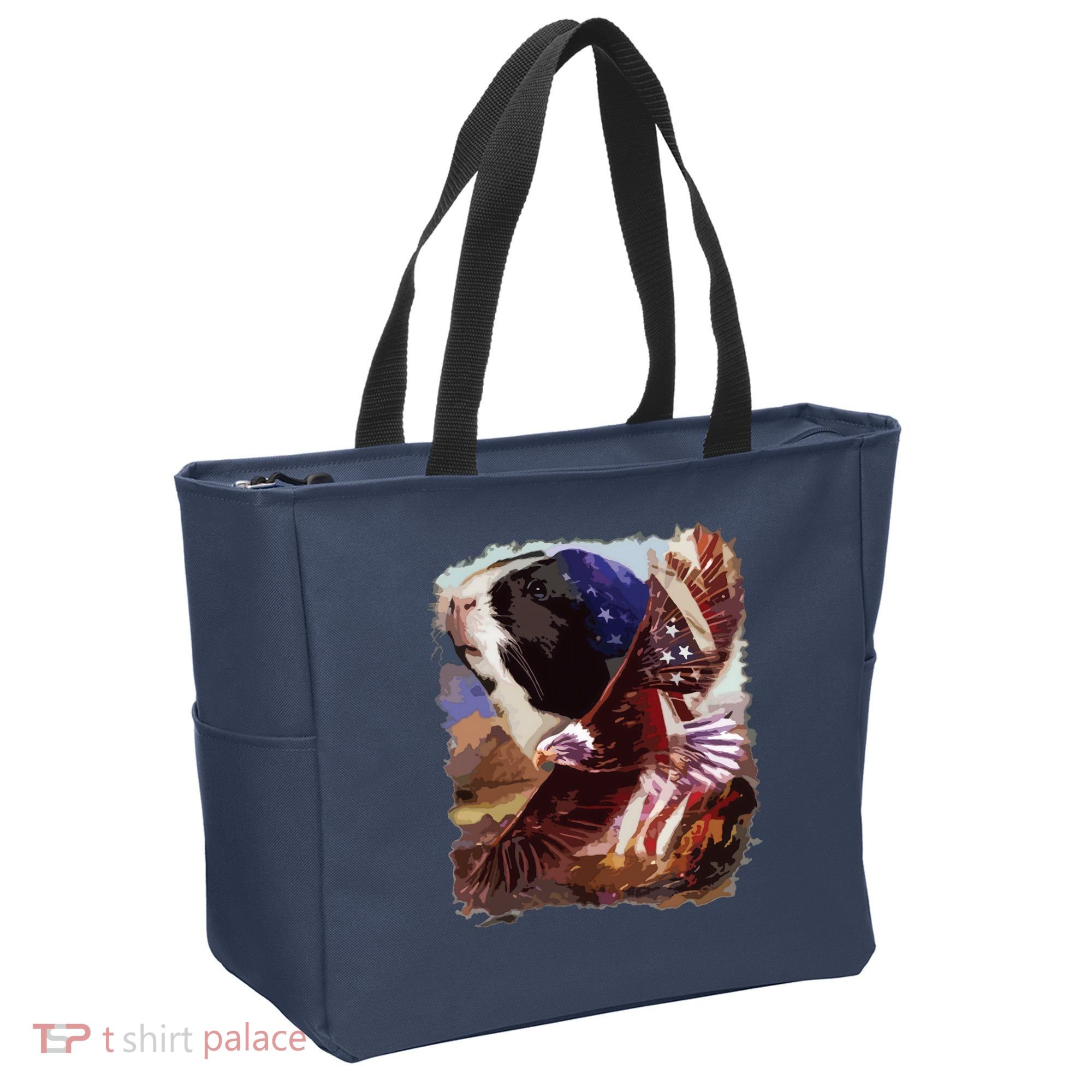 Guinea Pig American Flag 4th July Independence Eagle Tote Bag