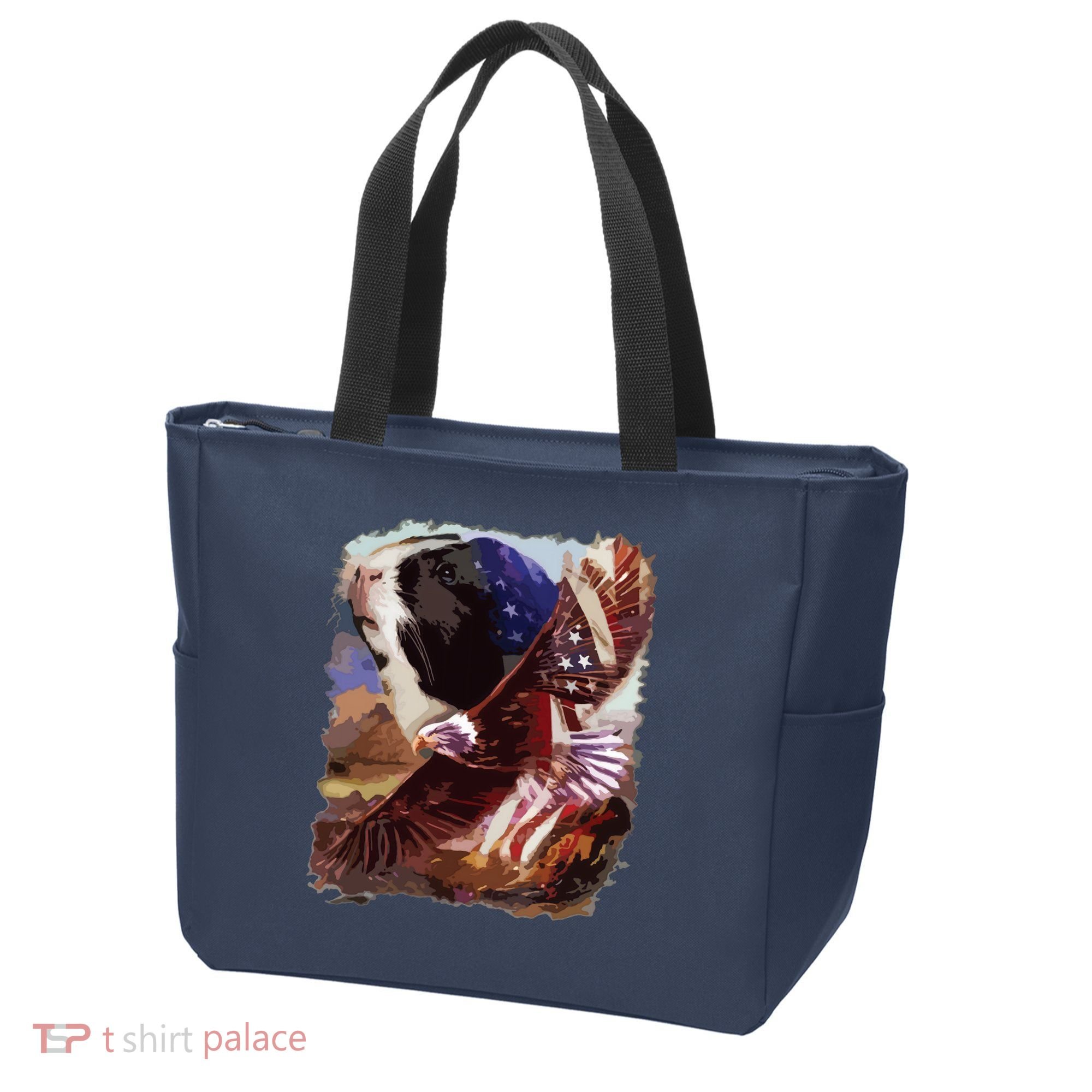Guinea Pig American Flag 4th July Independence Eagle Tote Bag