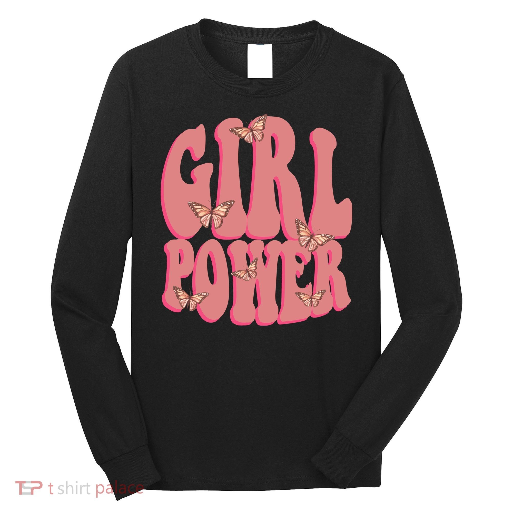 Girl Power Butterfly Retro Long Sleeve Shirt