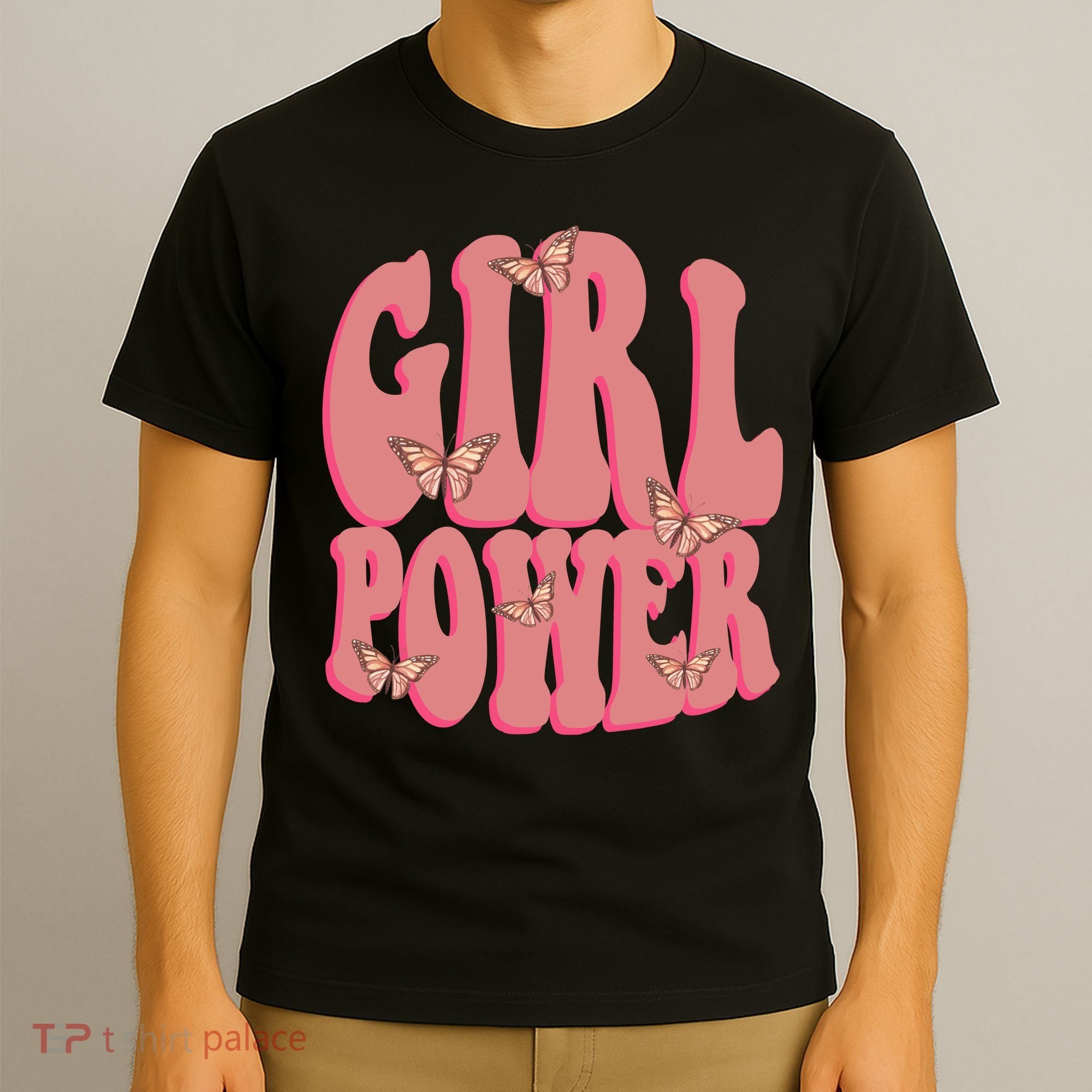 Girl Power Butterfly Retro T-Shirt