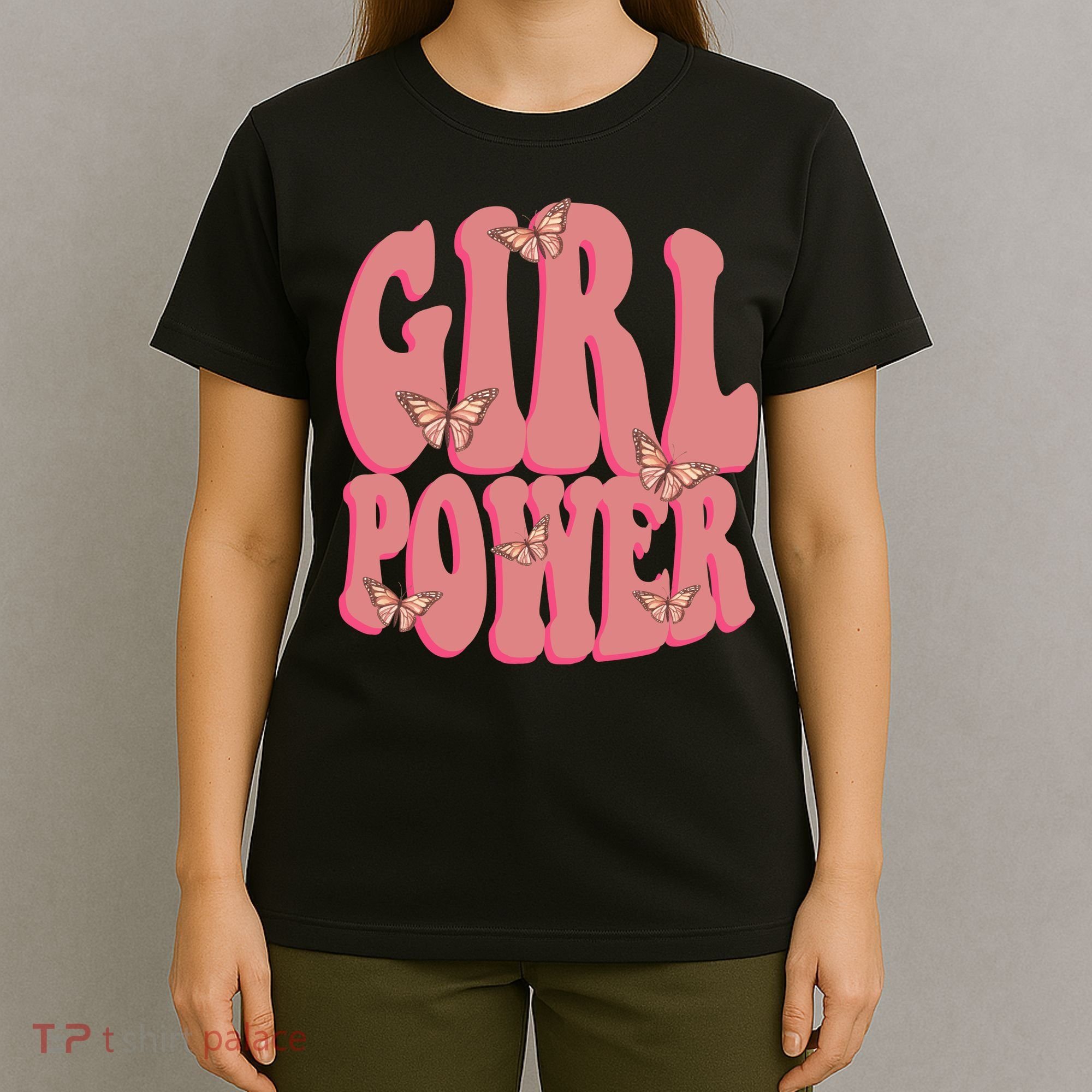 Girl Power Butterfly Retro T-Shirt