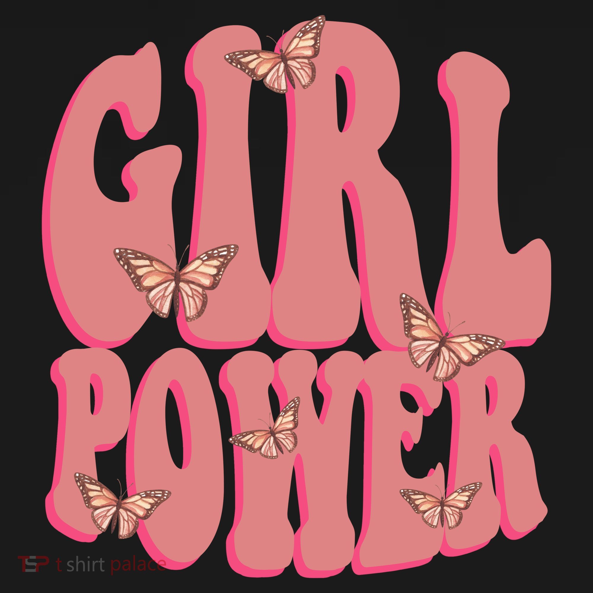 Girl Power Butterfly Retro Polo