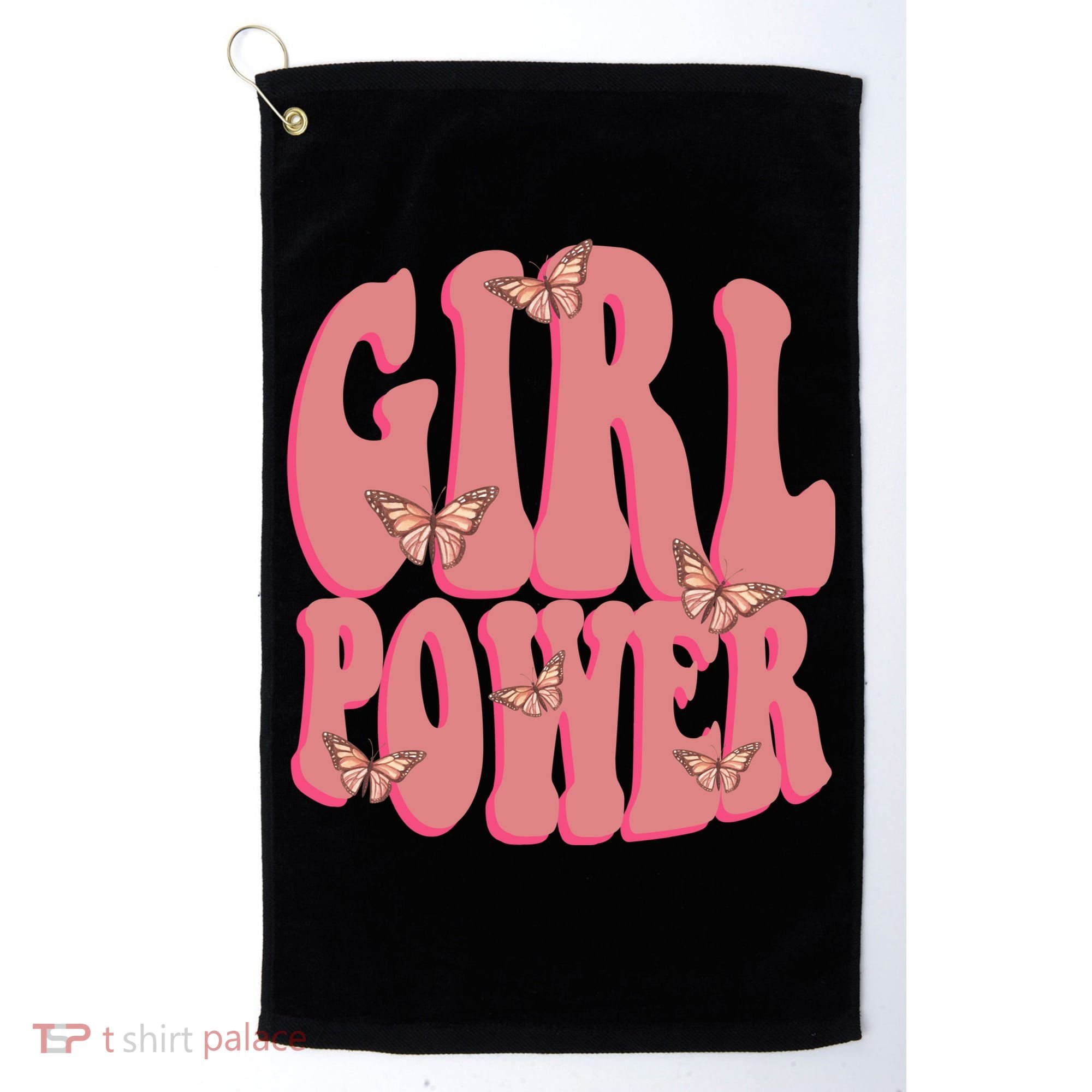 Girl Power Butterfly Retro Golf Towel