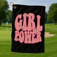 Girl Power Butterfly Retro Golf Towel thumb 1