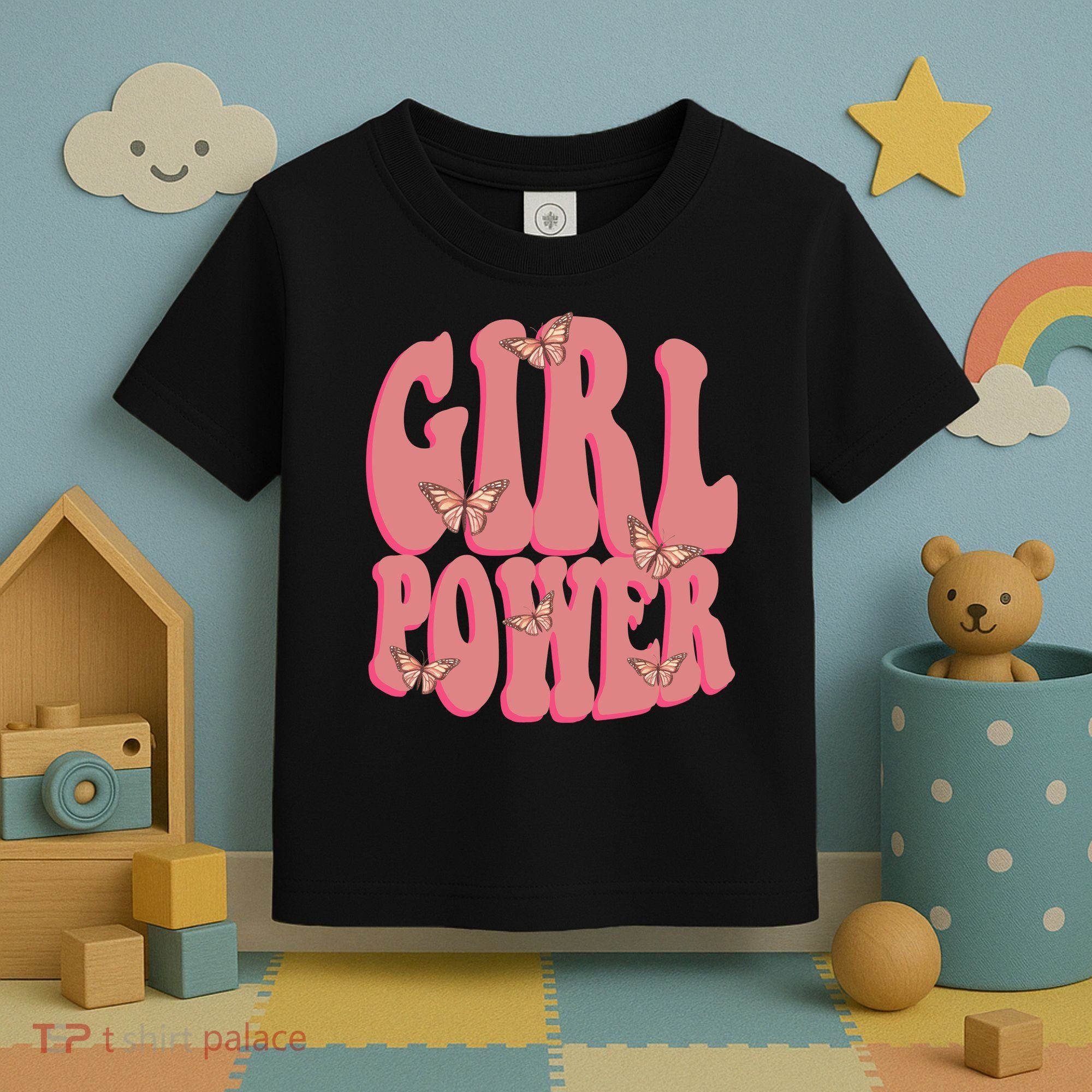 Girl Power Butterfly Retro Toddler T-Shirt