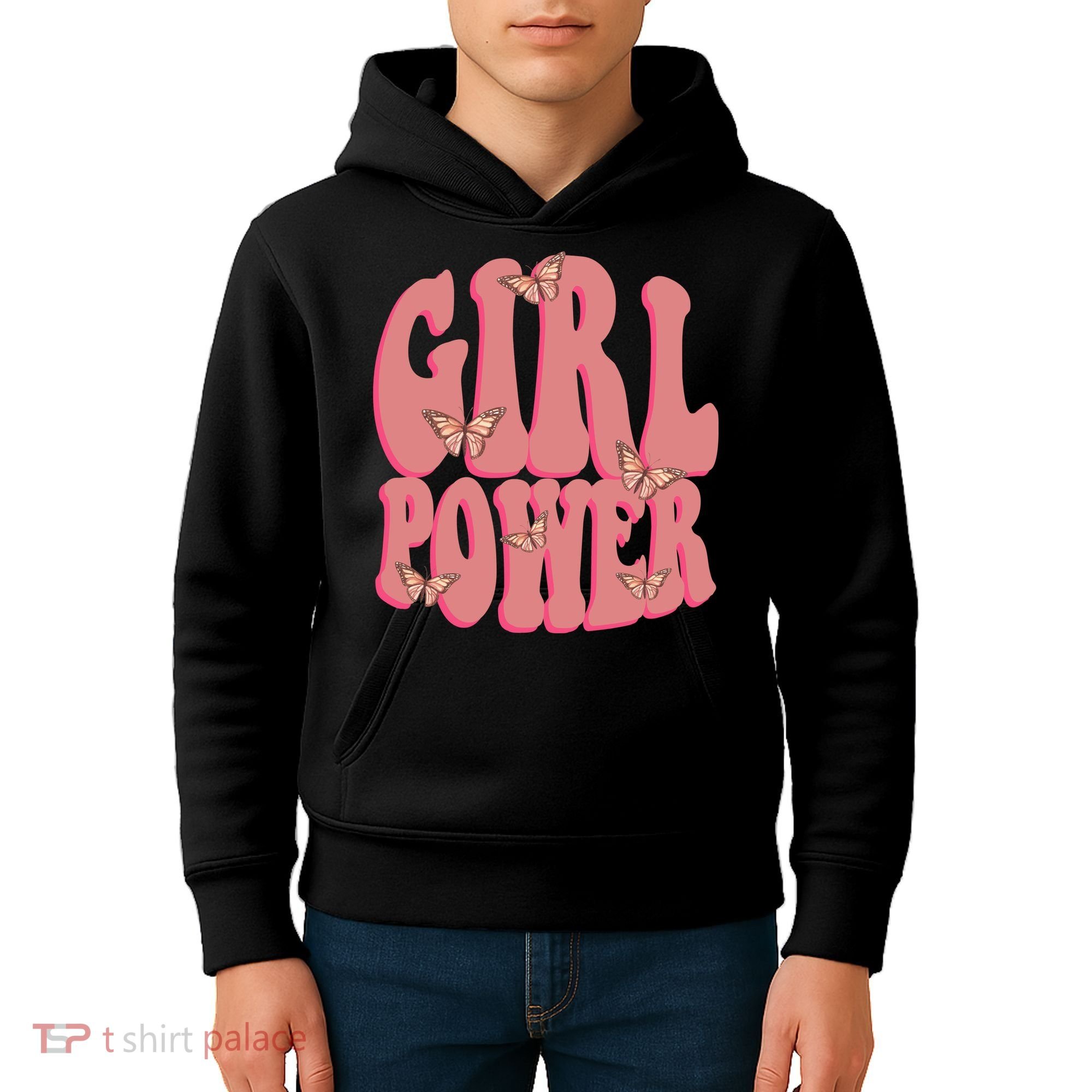 Girl Power Butterfly Retro Kids Hoodie
