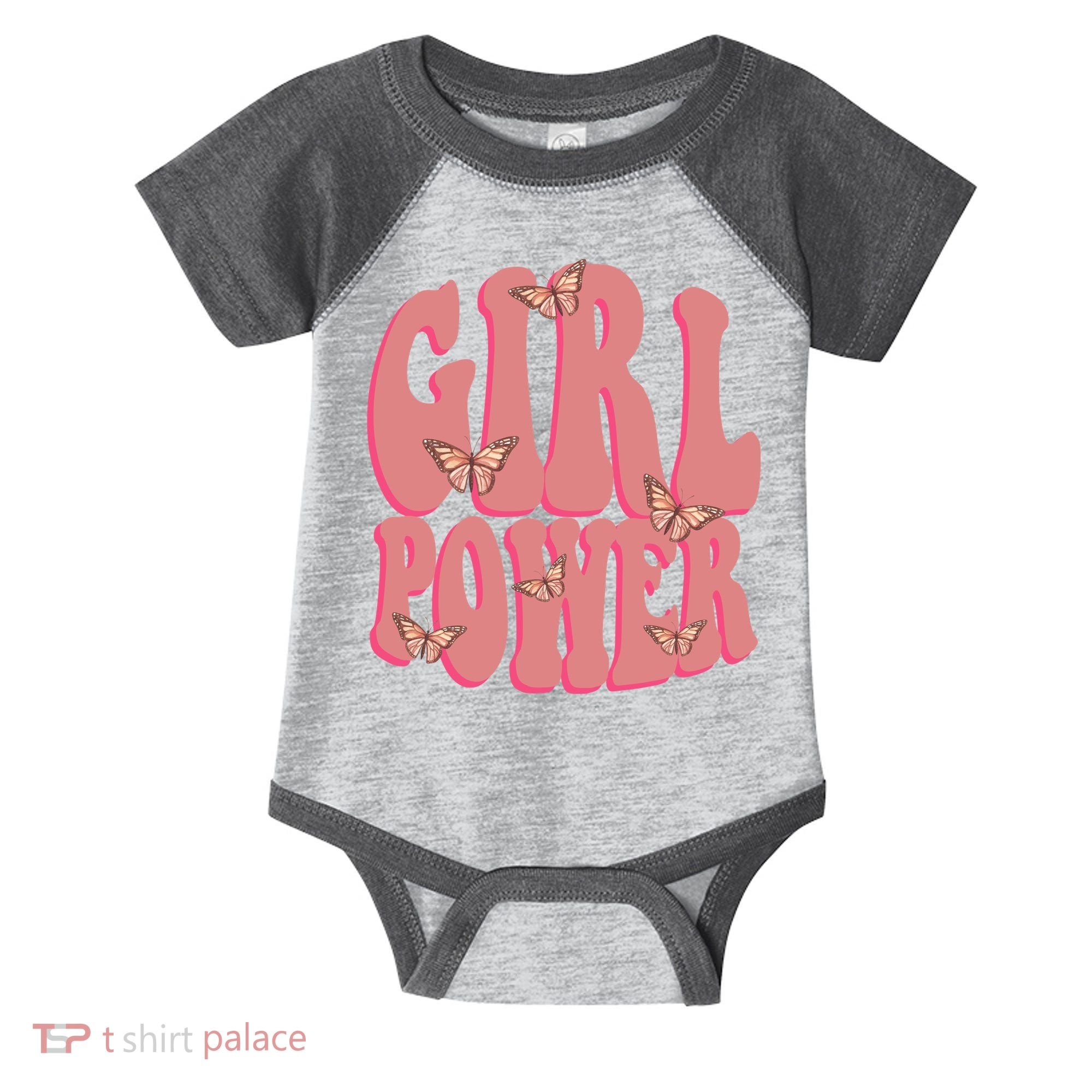 Girl Power Butterfly Retro Infant Baby Jersey Bodysuit