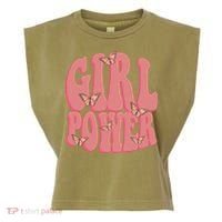 Girl Power Butterfly Retro Garment-Dyed Women's Muscle Tee thumb 0