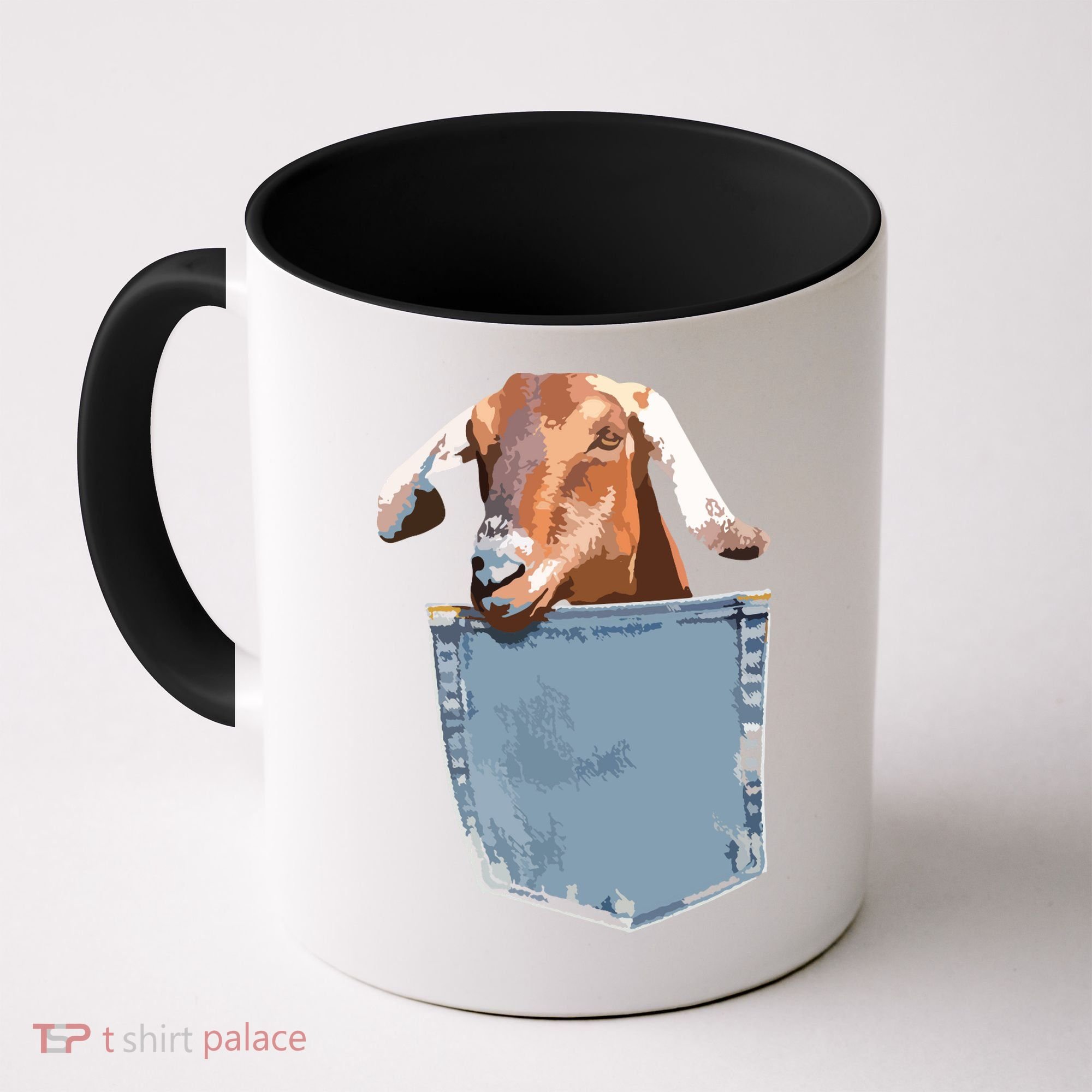 Goat Pocket Baby Goat Peeking Funny Goat Animal Coffee Mug