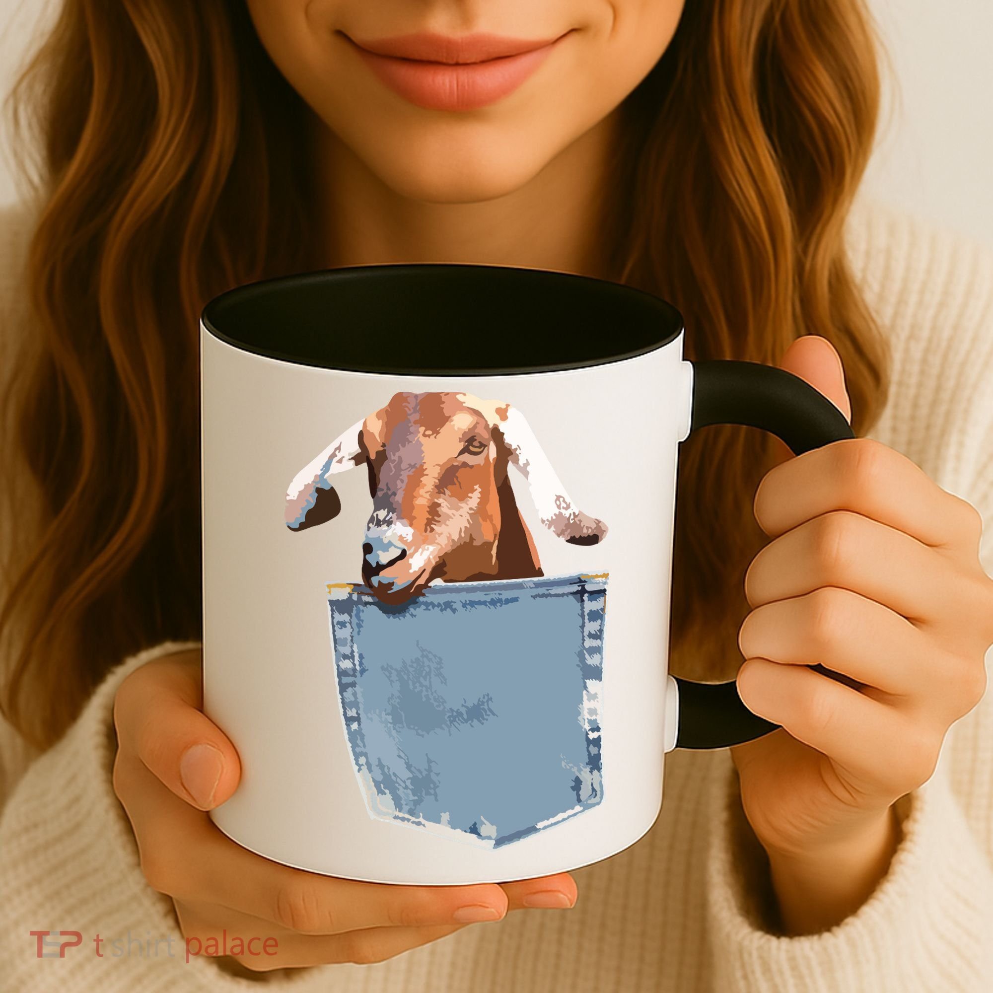 Goat Pocket Baby Goat Peeking Funny Goat Animal Coffee Mug