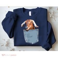 Goat Pocket Baby Goat Peeking Funny Goat Animal Sweatshirt thumb 2