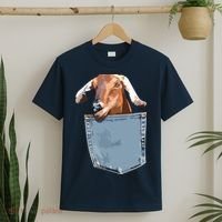 Goat Pocket Baby Goat Peeking Funny Goat Animal T-Shirt thumb 2