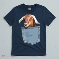 Goat Pocket Baby Goat Peeking Funny Goat Animal T-Shirt thumb 5