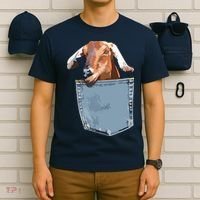 Goat Pocket Baby Goat Peeking Funny Goat Animal T-Shirt thumb 6